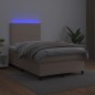 vidaXL Cama box spring colchón LED cuero sintético capuchino 120x190cm vidaXL Cama box spring colchón LED cuero sintético capuchino 120x190cm