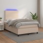 vidaXL Cama box spring colchón LED cuero sintético capuchino 120x190cm vidaXL Cama box spring colchón LED cuero sintético capuchino 120x190cm