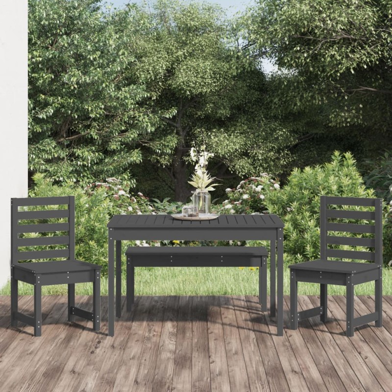 vidaXL Juego de comedor de jardín 4 piezas madera maciza pino gris