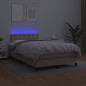 vidaXL Cama box spring colchón LED cuero sintético capuchino 120x190cm vidaXL Cama box spring colchón LED cuero sintético capuchino 120x190cm
