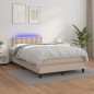 vidaXL Cama box spring colchón LED cuero sintético capuchino 120x190cm vidaXL Cama box spring colchón LED cuero sintético capuchino 120x190cm