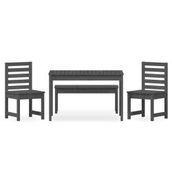 vidaXL Juego de comedor de jardín 4 piezas madera maciza pino gris