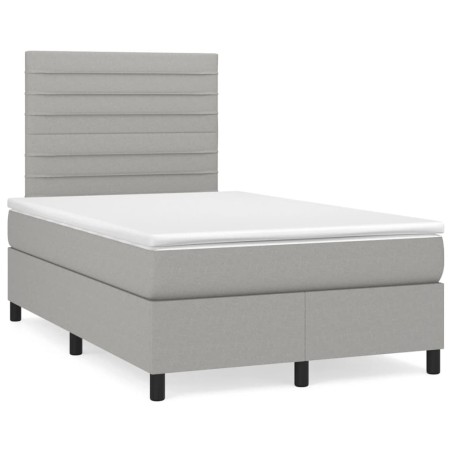 vidaXL Cama box spring con colchón y LED tela gris claro 120x190 cm