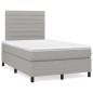 vidaXL Cama box spring con colchón y LED tela gris claro 120x190 cm