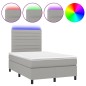 vidaXL Cama box spring con colchón y LED tela gris claro 120x190 cm