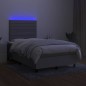 vidaXL Cama box spring con colchón y LED tela gris claro 120x190 cm
