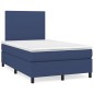 vidaXL Cama box spring con colchón y luces LED tela azul 120x190 cm vidaXL Cama box spring con colchón y luces LED tela azul 120x190 cm