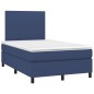 vidaXL Cama box spring con colchón y luces LED tela azul 120x190 cm vidaXL Cama box spring con colchón y luces LED tela azul 120x190 cm