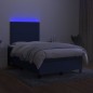 vidaXL Cama box spring con colchón y luces LED tela azul 120x190 cm vidaXL Cama box spring con colchón y luces LED tela azul 120x190 cm