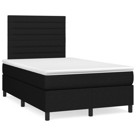 vidaXL Cama box spring con colchón y luces LED tela negro 120x190 cm