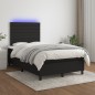 vidaXL Cama box spring con colchón y luces LED tela negro 120x190 cm vidaXL Cama box spring con colchón y luces LED tela negro 120x190 cm