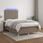 vidaXL Cama box spring con colchón y LED tela gris taupe 120x190 cm vidaXL Cama box spring con colchón y LED tela gris taupe 120x190 cm