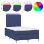 vidaXL Cama box spring con colchón y luces LED tela azul 120x190 cm vidaXL Cama box spring con colchón y luces LED tela azul 120x190 cm