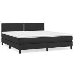 vidaXL Cama box spring con colchón cuero sintético negro 160x200 cm