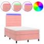 vidaXL Cama box spring con colchón y LED terciopelo rosa 120x190 cm vidaXL Cama box spring con colchón y LED terciopelo rosa 120x190 cm