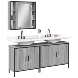 vidaXL Set de muebles de baño 3 pzas madera contrachapada gris sonoma