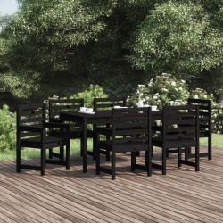 vidaXL Juego de comedor de jardín 7 piezas madera maciza pino negro
