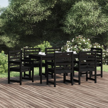 vidaXL Juego de comedor de jardín 7 piezas madera maciza pino negro