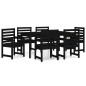 vidaXL Juego de comedor de jardín 7 piezas madera maciza pino negro vidaXL Juego de comedor de jardín 7 piezas madera maciza pino negro