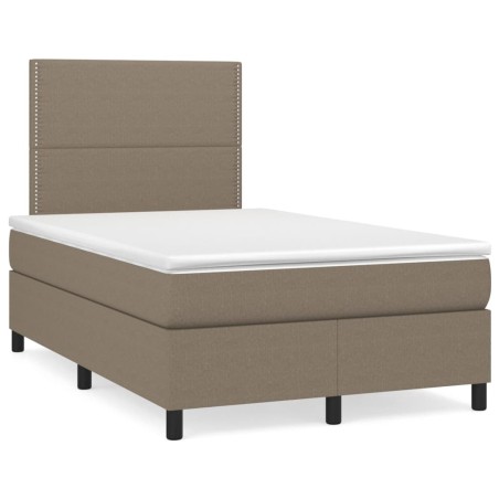 vidaXL Cama box spring con colchón y LED tela gris taupe 120x190 cm