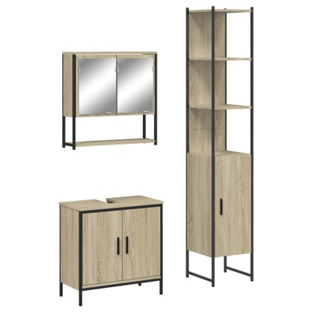 vidaXL Set de muebles de baño 3 pzas madera contrachapada roble Sonoma