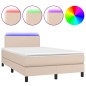vidaXL Cama box spring colchón LED cuero sintético capuchino 120x190cm