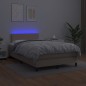 vidaXL Cama box spring colchón LED cuero sintético capuchino 120x190cm