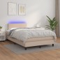 vidaXL Cama box spring colchón LED cuero sintético capuchino 120x190cm