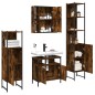vidaXL Set de muebles de baño 4 piezas madera contrachapada roble humo