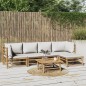 vidaXL Set de muebles de jardín 6 piezas bambú con cojines gris claro vidaXL Set de muebles de jardín 6 piezas bambú con cojines gris claro