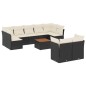 vidaXL Set de sofás de jardín 10 pzas cojines ratán sintético negro vidaXL Set de sofás de jardín 10 pzas cojines ratán sintético negro
