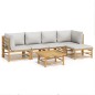 vidaXL Set de muebles de jardín 6 piezas bambú con cojines gris claro vidaXL Set de muebles de jardín 6 piezas bambú con cojines gris claro