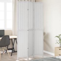 vidaXL Biombo separador de 3 paneles madera maciza Paulownia blanco