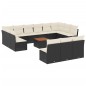vidaXL Set de sofás de jardín y cojines 14 pzas ratán sintético negro