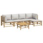 vidaXL Set de muebles de jardín 6 piezas bambú con cojines gris claro vidaXL Set de muebles de jardín 6 piezas bambú con cojines gris claro