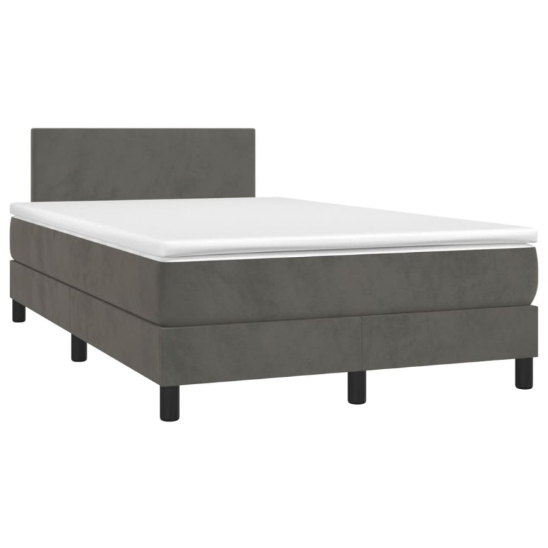 vidaXL Cama box spring colchón y LED terciopelo gris oscuro 120x190 cm vidaXL Cama box spring colchón y LED terciopelo gris oscuro 120x190 cm