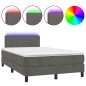 vidaXL Cama box spring colchón y LED terciopelo gris oscuro 120x190 cm vidaXL Cama box spring colchón y LED terciopelo gris oscuro 120x190 cm