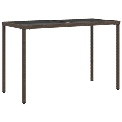 vidaXL Mesa de jardín superficie vidrio ratán PE marrón 115x54x74 cm