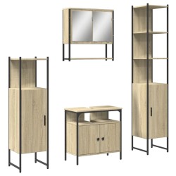 vidaXL Juego de muebles de baño 4 pzas contrachapada roble Sonoma