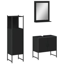 vidaXL Set de muebles de baño 3 piezas madera contrachapada negro