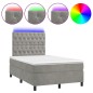 vidaXL Cama box spring colchón y LED terciopelo gris claro 120x190 cm vidaXL Cama box spring colchón y LED terciopelo gris claro 120x190 cm