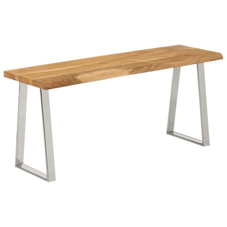 vidaXL Banco con borde natural madera de acacia maciza 105 cm
