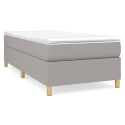 vidaXL Cama box spring con colchón tela gris claro 100x200 cm