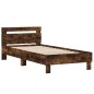vidaXL Cama con cabecero madera de ingeniería roble ahumado 100x200 cm vidaXL Cama con cabecero madera de ingeniería roble ahumado 100x200 cm
