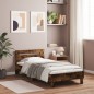 vidaXL Cama con cabecero madera de ingeniería roble ahumado 100x200 cm vidaXL Cama con cabecero madera de ingeniería roble ahumado 100x200 cm