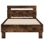 vidaXL Cama con cabecero madera de ingeniería roble ahumado 100x200 cm vidaXL Cama con cabecero madera de ingeniería roble ahumado 100x200 cm