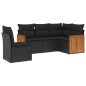 vidaXL Set de muebles de jardín 5 pzas y cojines ratán sintético negro