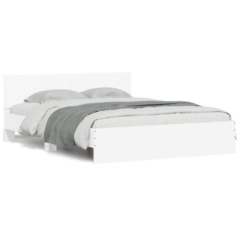 vidaXL Estructura de cama con cabecero y luces LED blanco 150x200 cm vidaXL Estructura de cama con cabecero y luces LED blanco 150x200 cm
