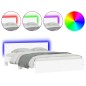 vidaXL Estructura de cama con cabecero y luces LED blanco 150x200 cm vidaXL Estructura de cama con cabecero y luces LED blanco 150x200 cm