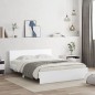 vidaXL Estructura de cama con cabecero y luces LED blanco 150x200 cm vidaXL Estructura de cama con cabecero y luces LED blanco 150x200 cm